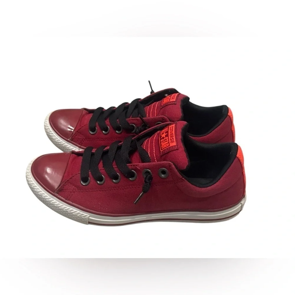 Kid’s Red Converse Leather Low Top Slip-On Sneakers: Size 5